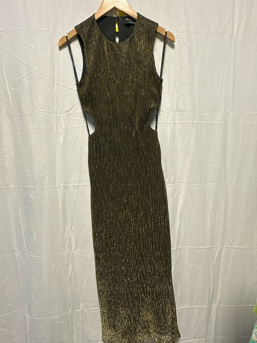Minkpink Size S Black & Gold Metallic Open Back Gown
