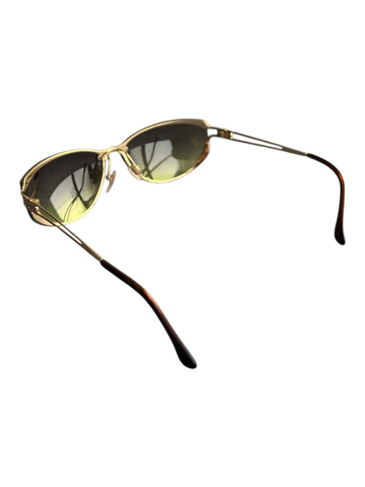 Salvatore Ferragamo Yellow & Brown Metal Frame Gold Detail Aviator Sunglasses Yellow & Brown