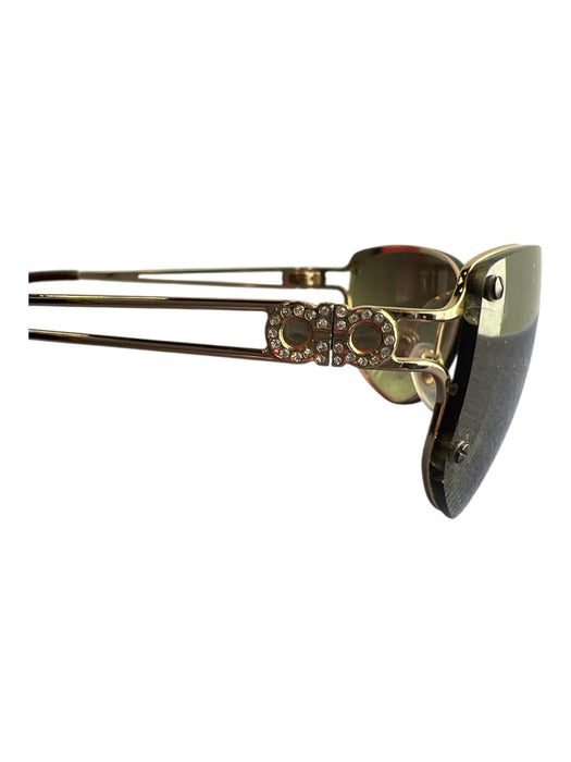 Salvatore Ferragamo Yellow & Brown Metal Frame Gold Detail Aviator Sunglasses Yellow & Brown