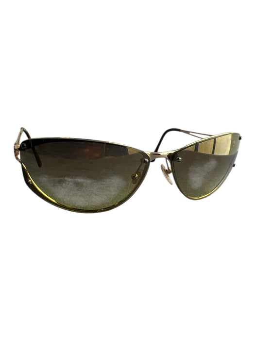 Salvatore Ferragamo Yellow & Brown Metal Frame Gold Detail Aviator Sunglasses Yellow & Brown