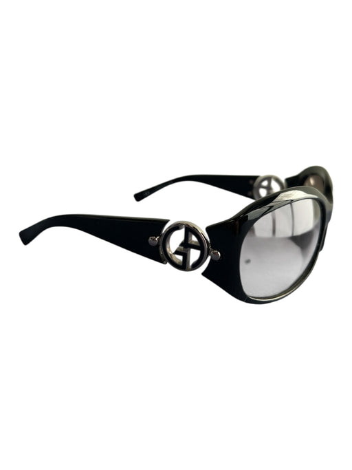 Georgio Armani Black Acetate Logo Full Rim Tinted Lens Oversized Sunglasses Black