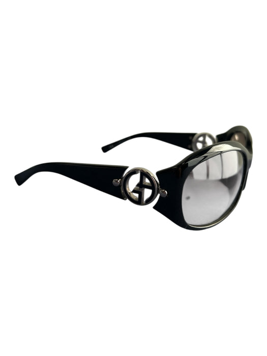 Georgio Armani Black Acetate Logo Full Rim Tinted Lens Oversized Sunglasses Black