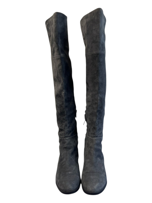 Sam Edelman Shoe Size est 6 Gray Suede Almond Toe Half Zip Pull On Stretch Boots Gray / est 6