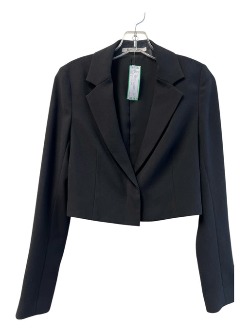 T Alexander Wang Size 2 Black Polyester Long Sleeve Cropped Button Front Top Black / 2