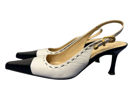 St. John Shoe Size 5 Black & White Leather Two Tone Cap Toe Kitten Heel Shoes Black & White / 5