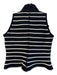 Tadashi Size Petite Black & White Nylon Sleeveless Back Zip Striped Collar Top Black & White / Petite