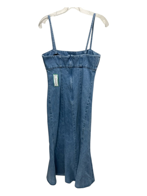 Toccin NY Size 4 Light Wash Cotton Back Zip Bust Darts Sculpted Midi Dress Light Wash / 4