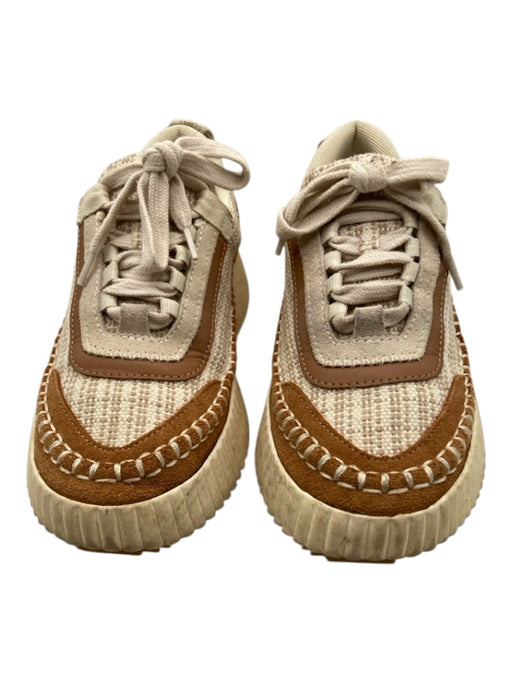Dolce Vita Shoe Size 6 Cream & Tan Leather & Textile Lace Up Low Top Sneakers Cream & Tan / 6