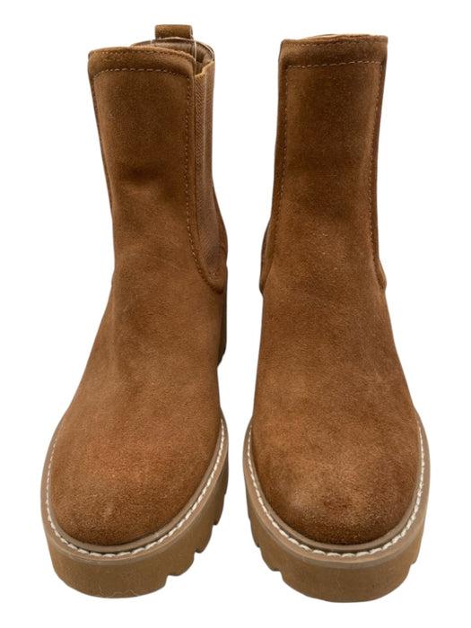 Dolce Vita Shoe Size 6 Brown Leather Upper Suede Lug sole Block Heel Boots Brown / 6
