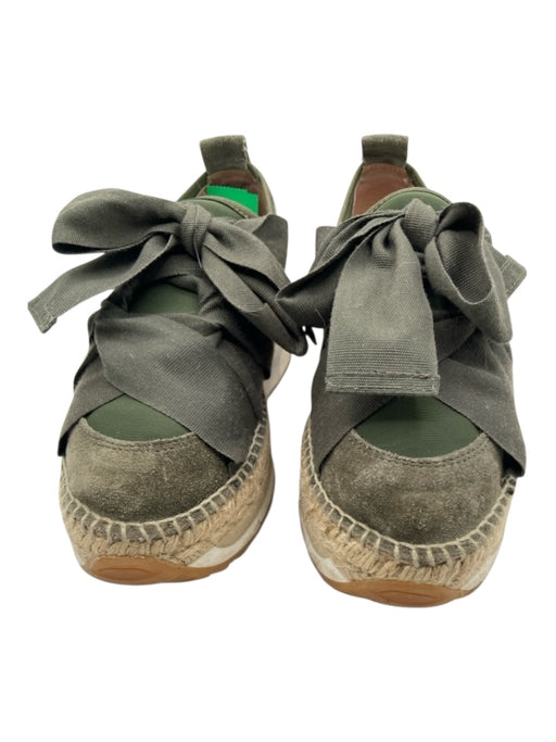 Free People Shoe Size 36 Green Leather Upper Espadrille Wrap Low Top Sneakers Green / 36