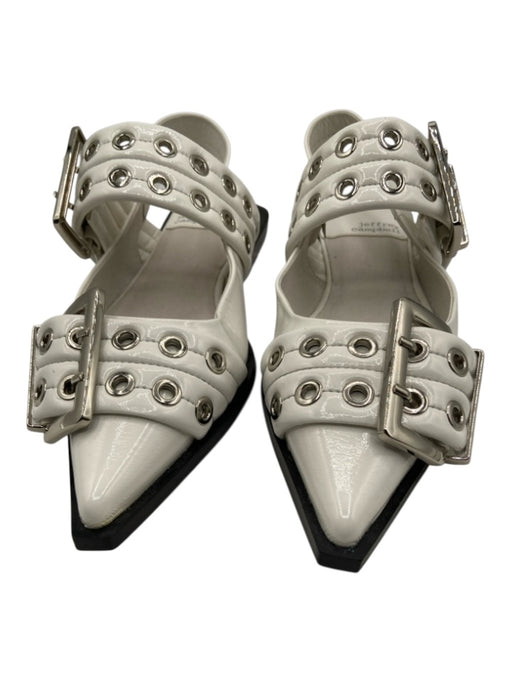 Jeffrey Campbell Shoe Size 5 White & Silver Patent Leather Pointed Toe Flats White & Silver / 5