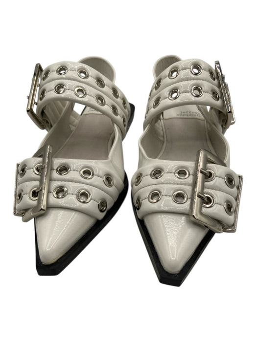 Jeffrey Campbell Shoe Size 5 White & Silver Patent Leather Pointed Toe Flats White & Silver / 5
