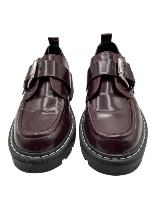 Marc Fisher Shoe Size 6 Burgundy Red Patent Leather Buckle Lug sole Loafers Burgundy Red / 6