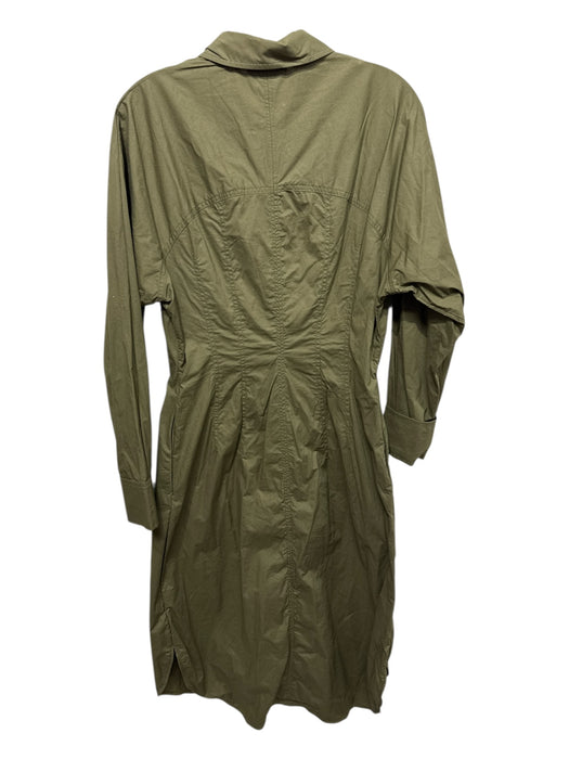 COS Size 6 Khaki Green Cotton Blend Long Sleeve Button Front Collar Midi Dress Khaki Green / 6
