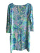 Lilly Pulitzer Size M Blue & Multi Rayon & Spandex Gold Buttons Boat Neck Dress Blue & Multi / M