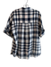 Theory Size S Gray & Ivory Cotton Collared Button Up Short Sleeve Plaid Top Gray & Ivory / S