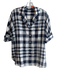 Theory Size S Gray & Ivory Cotton Collared Button Up Short Sleeve Plaid Top Gray & Ivory / S