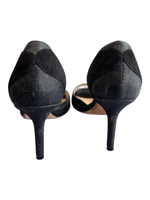 Jimmy Choo Shoe Size 37 Black Leather Suede Detail Peep Toe Glitter Shoes Black / 37