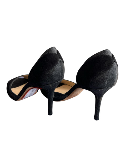 Jimmy Choo Shoe Size 37 Black Leather Suede Detail Peep Toe Glitter Shoes Black / 37