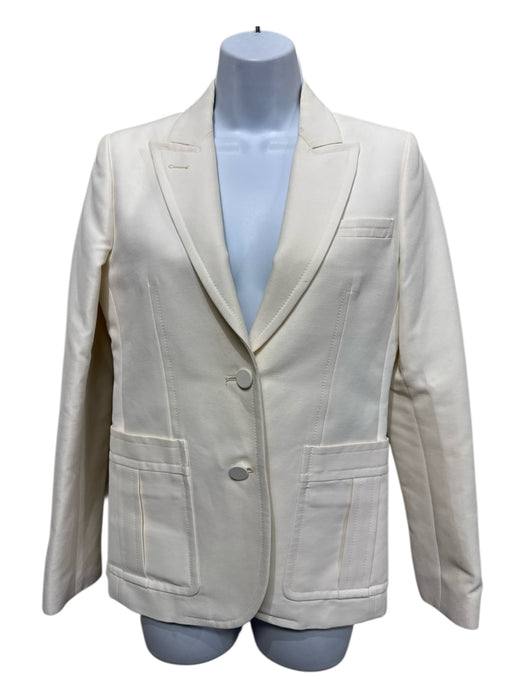 Gucci Size 40 Ivory cotton & polyamide 2 Buttons Shoulder Pads Lapel Jacket Ivory / 40
