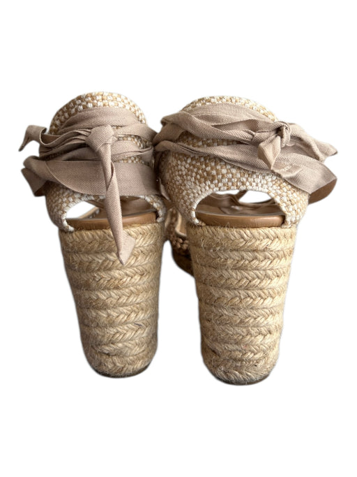 Castaner Shoe Size 38 Beige Woven Almond Toe Wedge Espadrille Tie Ankle Shoes Beige / 38