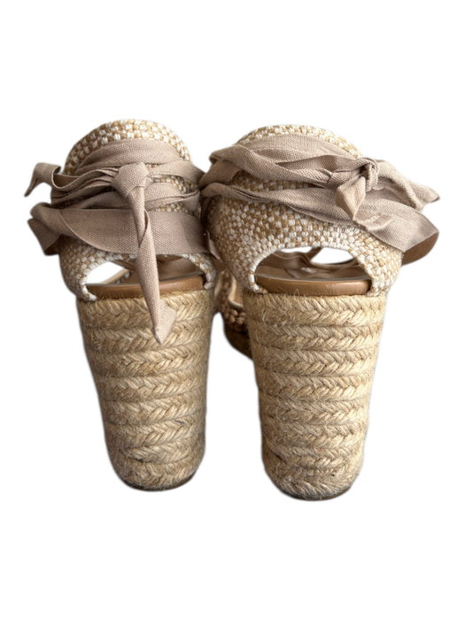 Castaner Shoe Size 38 Beige Woven Almond Toe Wedge Espadrille Tie Ankle Shoes Beige / 38