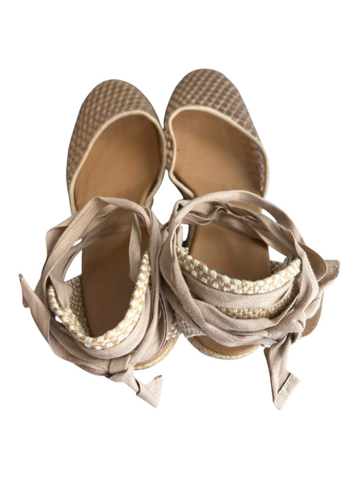 Castaner Shoe Size 38 Beige Woven Almond Toe Wedge Espadrille Tie Ankle Shoes Beige / 38