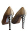 Miu Miu Shoe Size 37.5 Champagne Satin Peep Toe Rhinestone Stiletto Shoes Champagne / 37.5