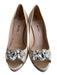 Miu Miu Shoe Size 37.5 Champagne Satin Peep Toe Rhinestone Stiletto Shoes Champagne / 37.5