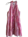 Saylor Size M Pink Cotton V Neck Sleeveless Tie Waist Stripe Dress Pink / M