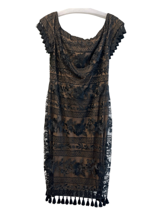 Tadashi Shoji Size 8 Black Polyester & Nylon Lace Overlay Back Zip Dress Black / 8