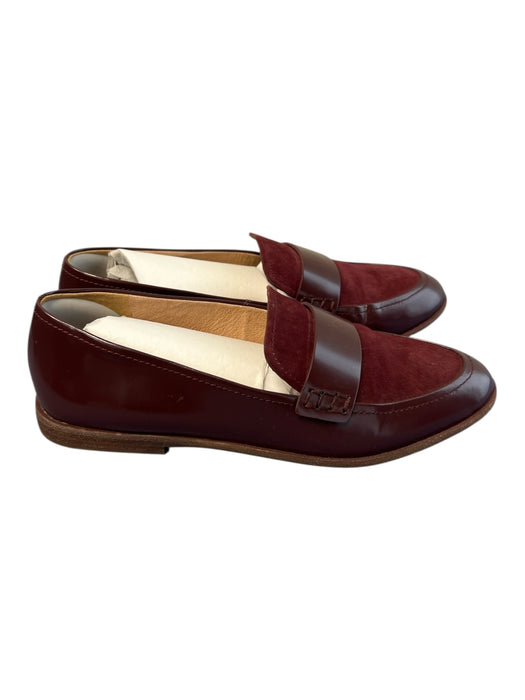 Madewell Shoe Size 7.5 Burgundy Leather Upper Suede Detail Almond Toe Shoes Burgundy / 7.5