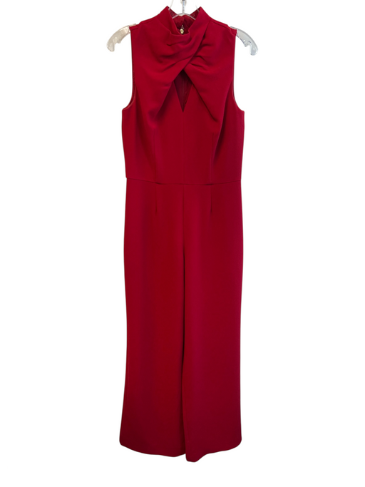 Trina Turk Size 4 Red Polyester Halter Neck Keyhole Sleeveless Jumpsuit Red / 4