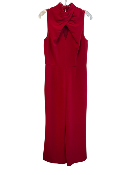 Trina Turk Size 4 Red Polyester Halter Neck Keyhole Sleeveless Jumpsuit Red / 4