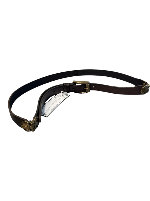 Linea Pelle Black Leather Gold hardware Square Buckle Belts Black / M