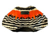 Alexander McQueen Black, White & Orange Print Feather Print double zip Bag Black, White & Orange Print / Small