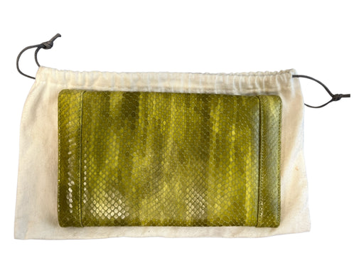 Jason Wu Lime Green Snakeskin Fold Over Snap Closure silver hardware Clutch Bag Lime Green / Small