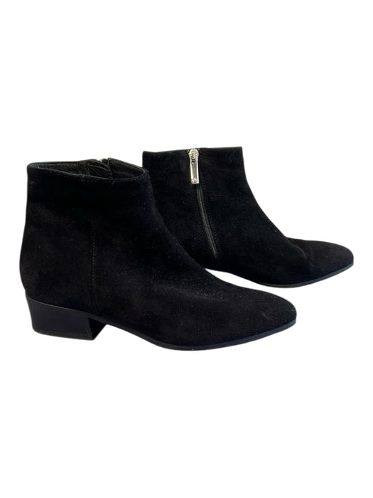 Aquatalia Shoe Size 5.5 Black Suede Side Zip Pointed Square Toe Booties Black / 5.5