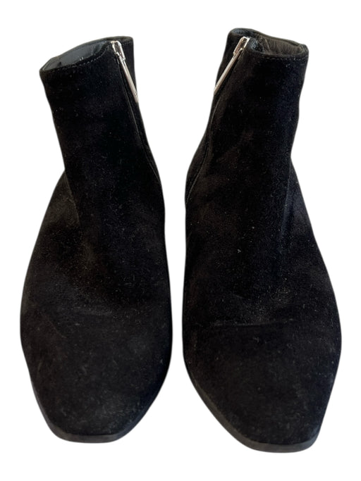 Aquatalia Shoe Size 5.5 Black Suede Side Zip Pointed Square Toe Booties Black / 5.5