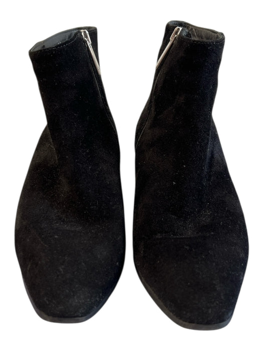 Aquatalia Shoe Size 5.5 Black Suede Side Zip Pointed Square Toe Booties Black / 5.5