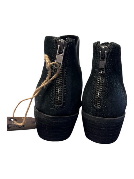 Born Shoe Size 6 Black Suede Back Zip Stack Ankle Almond Toe Cut Outs Booties Black / 6