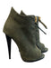 Giuseppe Zanotti Shoe Size 36 Olive Green Nubuck Peep Toe Gold Zipper Booties Olive Green / 36