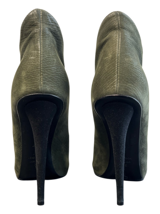 Giuseppe Zanotti Shoe Size 36 Olive Green Nubuck Peep Toe Gold Zipper Booties Olive Green / 36