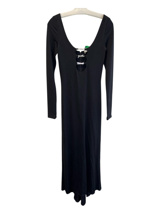 Alice & Olivia Size 2 Black Viscose Blend Back Zip Long Sleeve Cutout Gown Black / 2