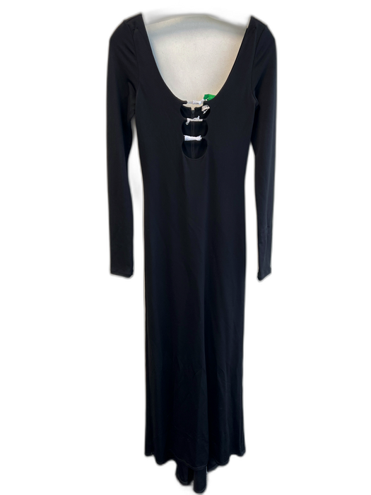 Alice & Olivia Size 2 Black Viscose Blend Back Zip Long Sleeve Cutout Gown Black / 2