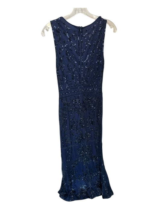Lulus Size M Navy Beaded Sleeveless Back Zip V Neck Gown Navy / M