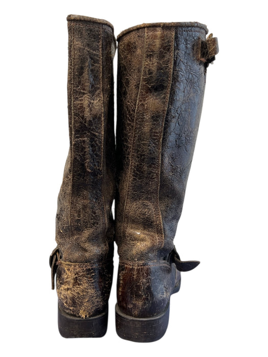Frye Shoe Size 9.5 Brown Leather Round Toe Calf Length Buckle Detail Boots Brown / 9.5