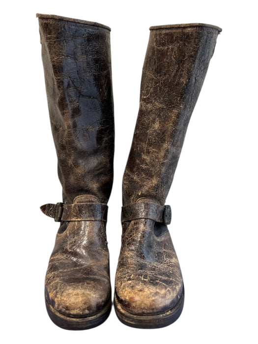 Frye Shoe Size 9.5 Brown Leather Round Toe Calf Length Buckle Detail Boots Brown / 9.5