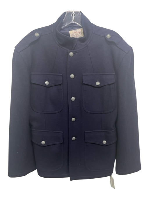 Armani Jeans Size L Navy Blue Wool Solid Buttons Men's Jacket Navy Blue / L