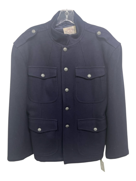 Armani Jeans Size L Navy Blue Wool Solid Buttons Men's Jacket Navy Blue / L